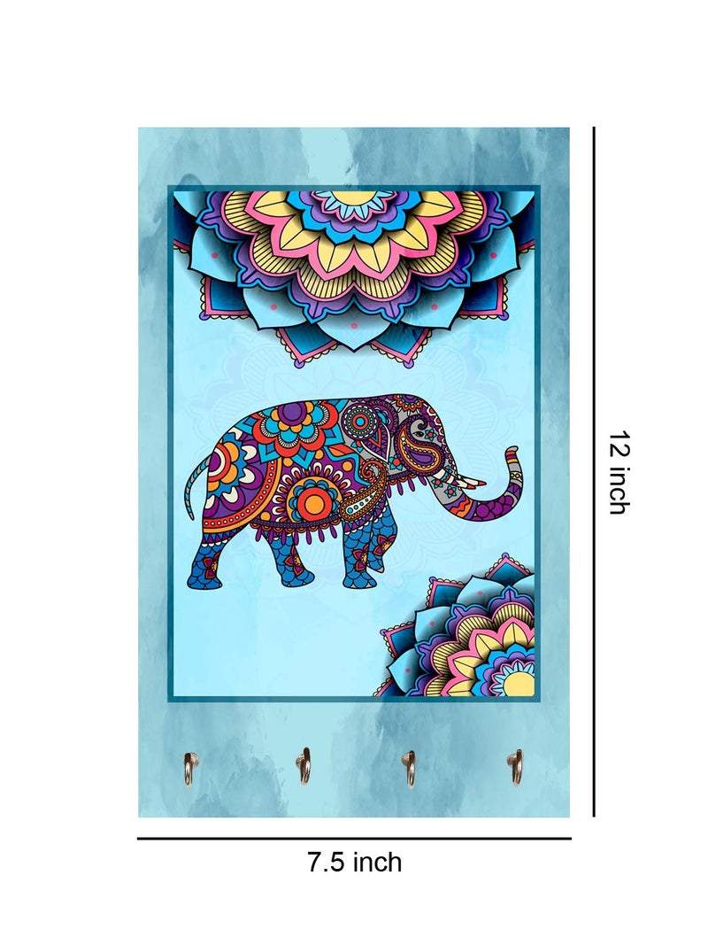 999STORE Wall Hanger Holder Wall Mount Hanger Organizer Decorative Mandela Elephant Key Stand for Wall (MDF_7.5X12 Inch_Multi) KeyholderP029 - Image 4