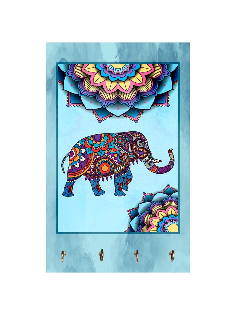 999STORE Wall Hanger Holder Wall Mount Hanger Organizer Decorative Mandela Elephant Key Stand for Wall (MDF_7.5X12 Inch_Multi) KeyholderP029 - Image 2