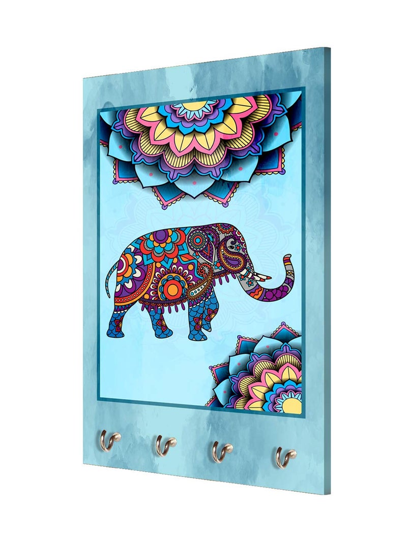 999STORE Wall Hanger Holder Wall Mount Hanger Organizer Decorative Mandela Elephant Key Stand for Wall (MDF_7.5X12 Inch_Multi) KeyholderP029 - Image 3