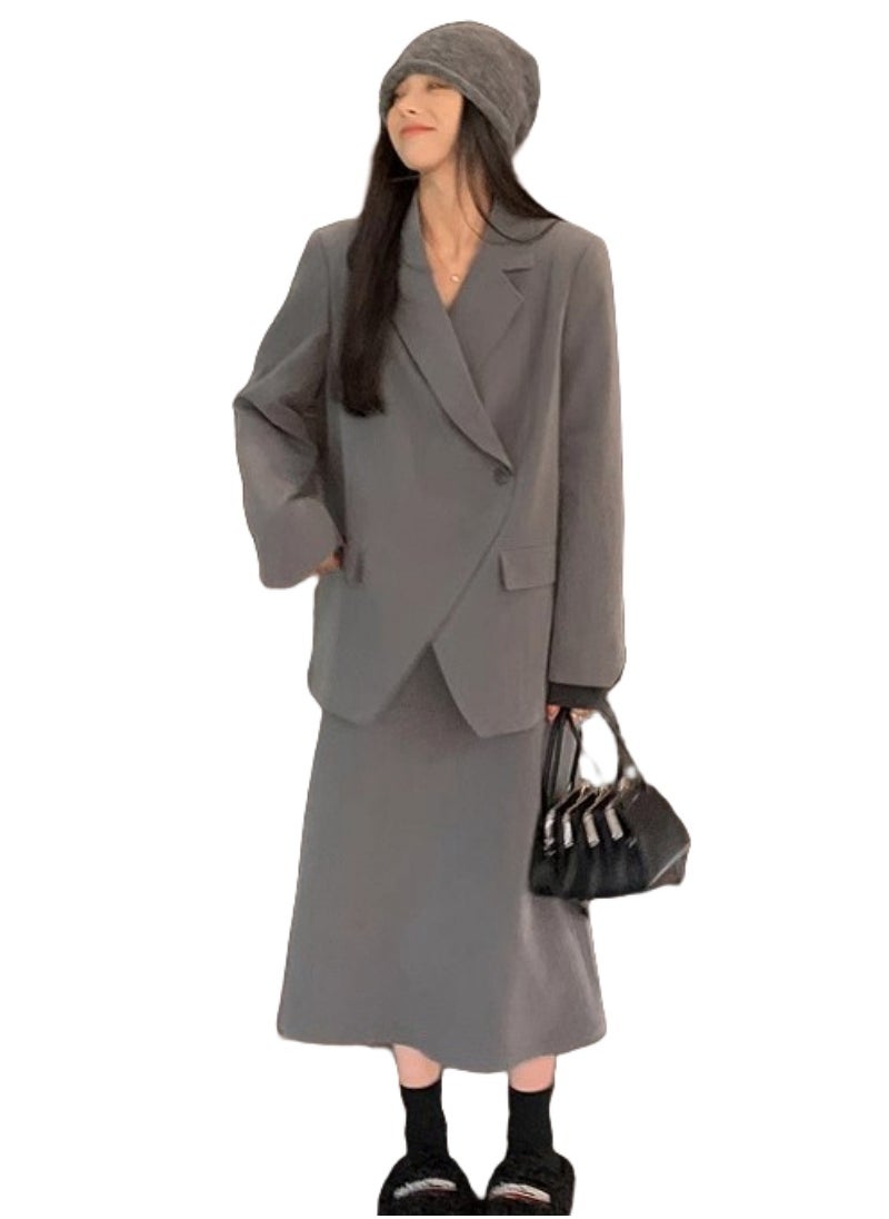 Shougu Casual Women's Suit Jacket Half Skirt Two-piece Set  - Image 1