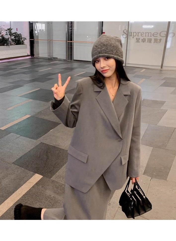 Shougu Casual Women's Suit Jacket Half Skirt Two-piece Set  - Image 3