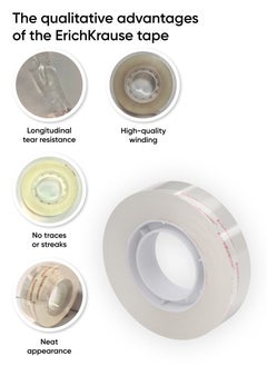ErichKrause Pack of 2 Stationery tape Crystal, highly transparent, 12mmx25m (pack 2 pcs)  - Image 4