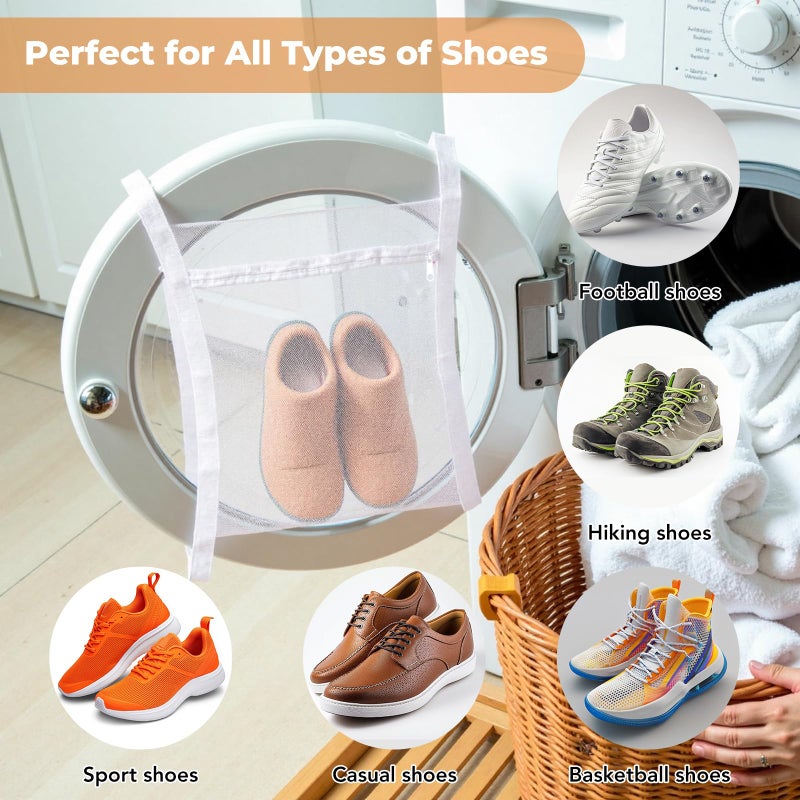 Mingting Shoe Dryer Bag, Mingting Large Wash Dry Net Bag 15.7x15.7 Inch for Sneaker Shoes Laundry Dryer Bags with Zipper and Strap for Most Dryers Door,White(1 Pack) - Image 5
