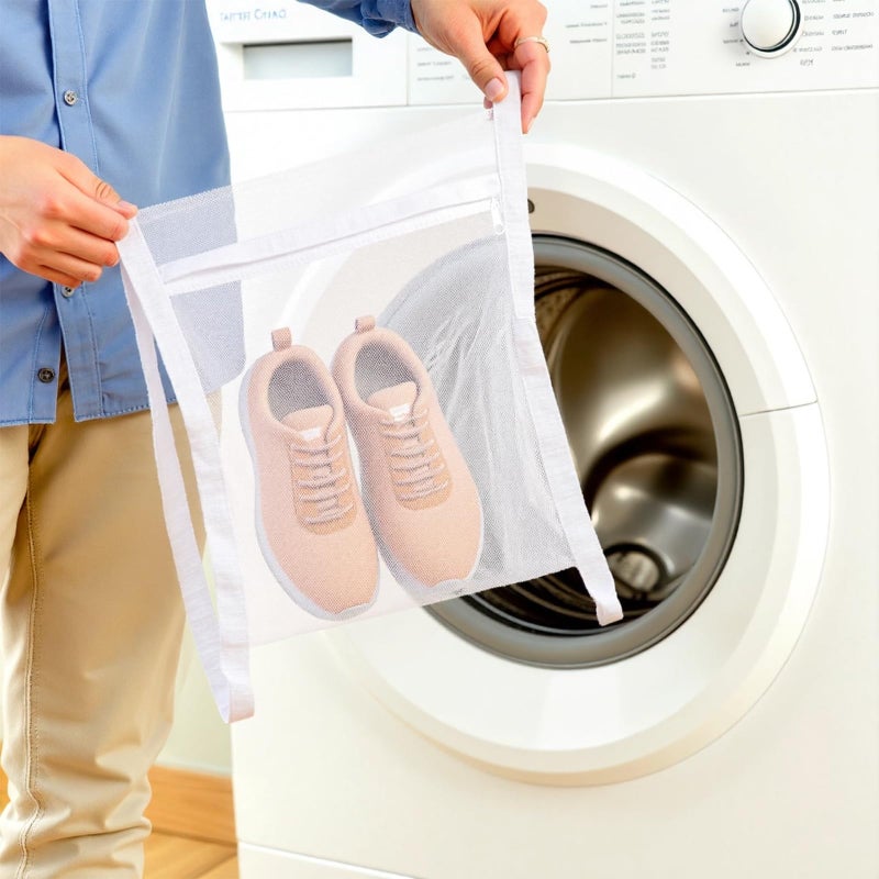 Mingting Shoe Dryer Bag, Mingting Large Wash Dry Net Bag 15.7x15.7 Inch for Sneaker Shoes Laundry Dryer Bags with Zipper and Strap for Most Dryers Door,White(1 Pack) - Image 3