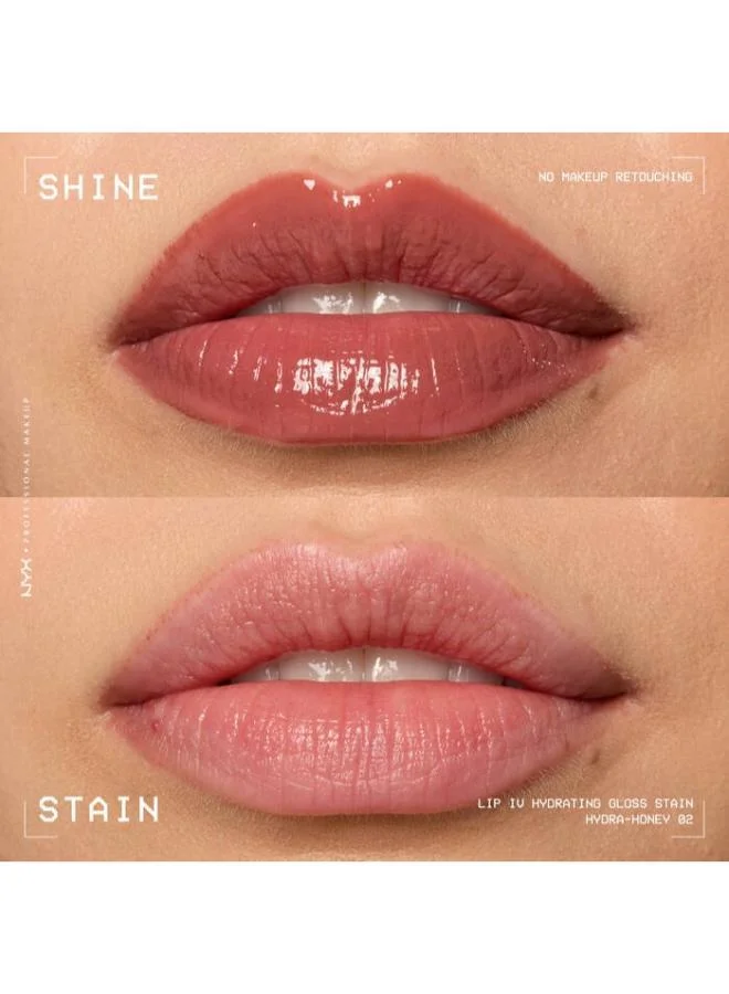 NYX PROFESSIONAL MAKEUP Lip Iv Hydrating Gloss Stain Lip Gloss Up To 12Hr Hydration High Pigment Wet Shine Finish Hydra-Honey