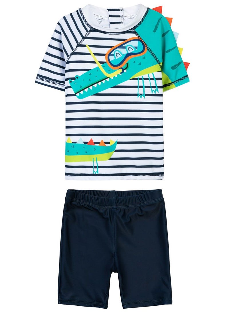 مينوتي طقم سباحة قطعتين للأولاد بأكمام قصيرة ونقشة مرحة - Image 1