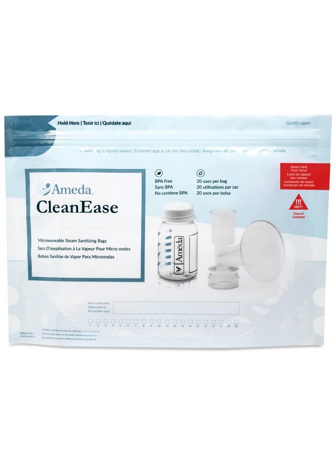 Ameda Cleanease Microwaveable Steam Sterilizer Bags For Baby Bottles & Breast Pump Parts | Microwave Sterilizer For Baby Bottles | Breast Pump Sterilizer Bags | Bpa Free | 20 Uses Per Bag (7 Count) - Image 1