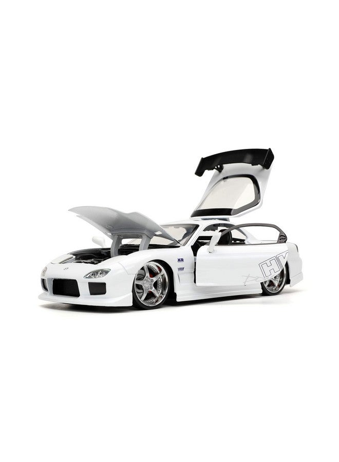 جادا تويز سيارة مصبوبة من فاست آند فيوريوس 1:24 1992 مازدا Rx-7، ألعاب للأطفال والكبار، بيضاء - Image 5