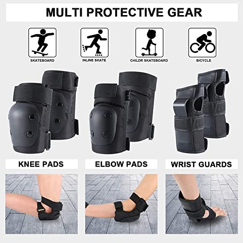 Banzk Adult Knee Pads Elbow Pads Wrist Guards for Adult Kids 6 in 1 Protective Gear Set for Skateboarding Biking Roller Skating Cycling Outdoor Sports Black L - Image 3