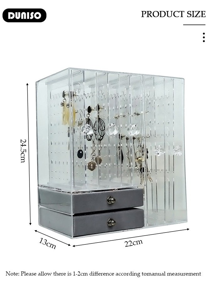 DUNISO Multifunction Jewelry Organizer Necklace Holder, Jewelry Hanging Rack Storage with 2 layer Velvet Ring Bracelet Tray, Necklace Holder Organizer Bracelet Display Storage Rack for Studs Rings Womens and Girls  - Image 4