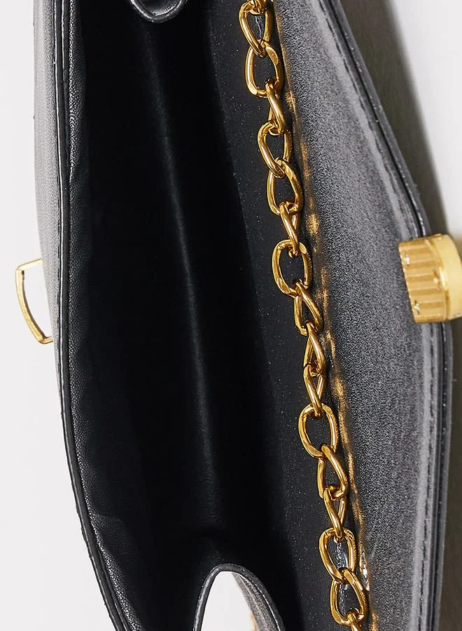 Styli Croc Skin Push Lock Shoulder Bag