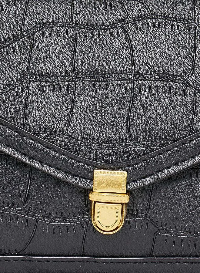 Styli Croc Skin Push Lock Shoulder Bag