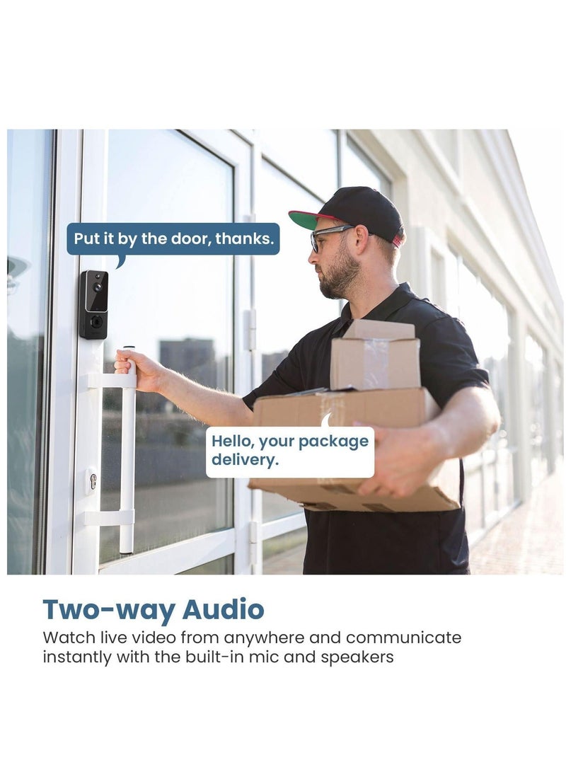 Doorbell Camera, Wireless Smart Video Doorbell Camera, AI Smart Human Detection, with Cloud Storage and HD Live Image, 2-Way Audio and Night Vision （Black） - Image 2