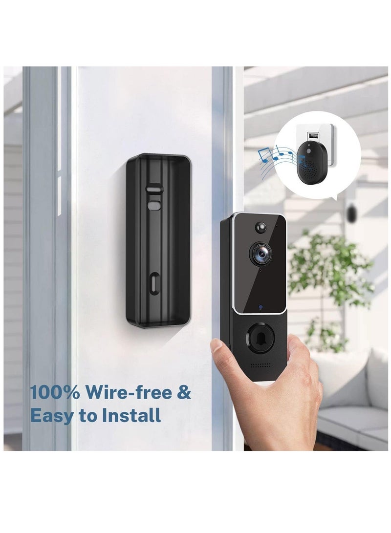 Doorbell Camera, Wireless Smart Video Doorbell Camera, AI Smart Human Detection, with Cloud Storage and HD Live Image, 2-Way Audio and Night Vision （Black） - Image 3