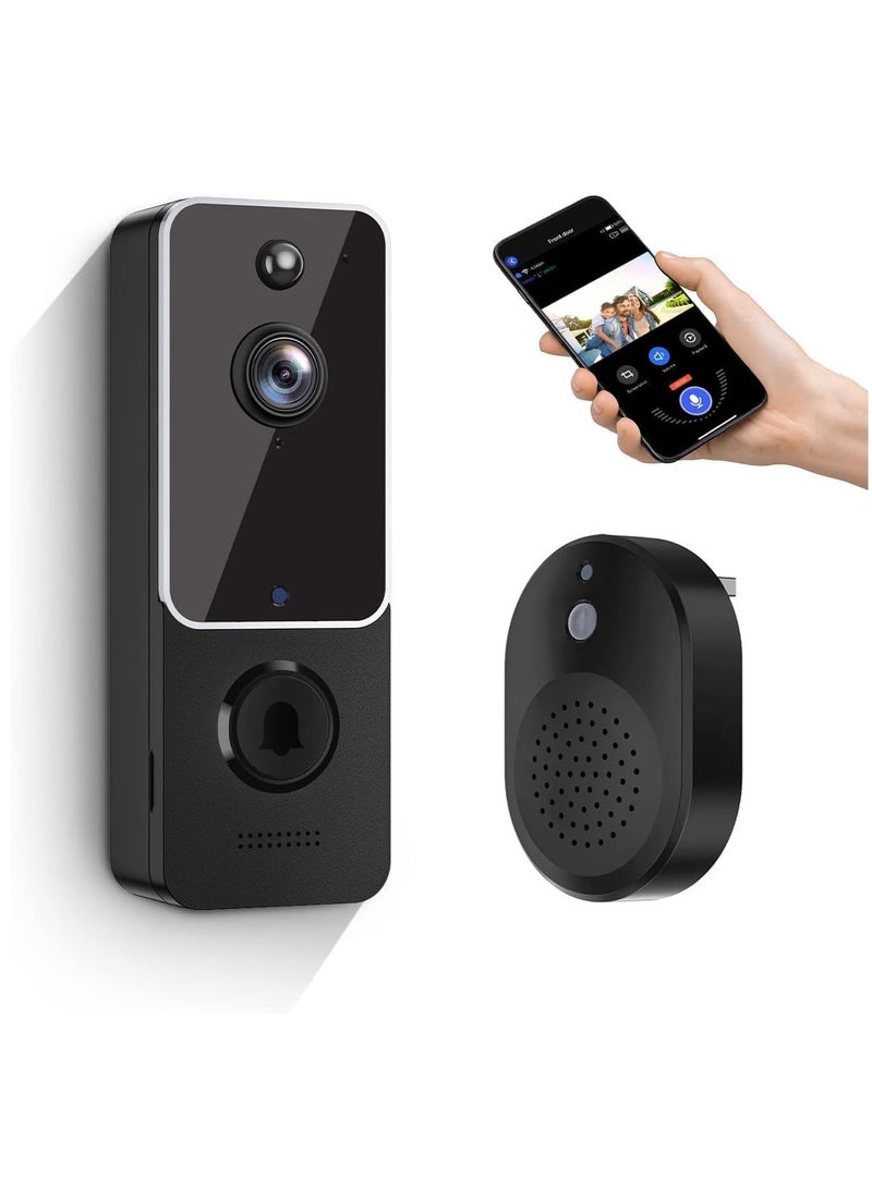 Doorbell Camera, Wireless Smart Video Doorbell Camera, AI Smart Human Detection, with Cloud Storage and HD Live Image, 2-Way Audio and Night Vision （Black） - Image 1