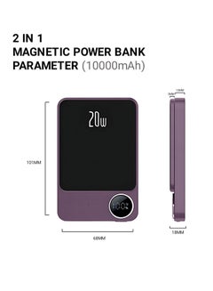 Raxoom Wireless Power Bank Fast Charging 5000 mAh 20w With Digital Screen For MagSafe for iPhone and Andriod With Wire Battery Powerbank Portable Fast Charger Pocket Size Purple  - Image 2