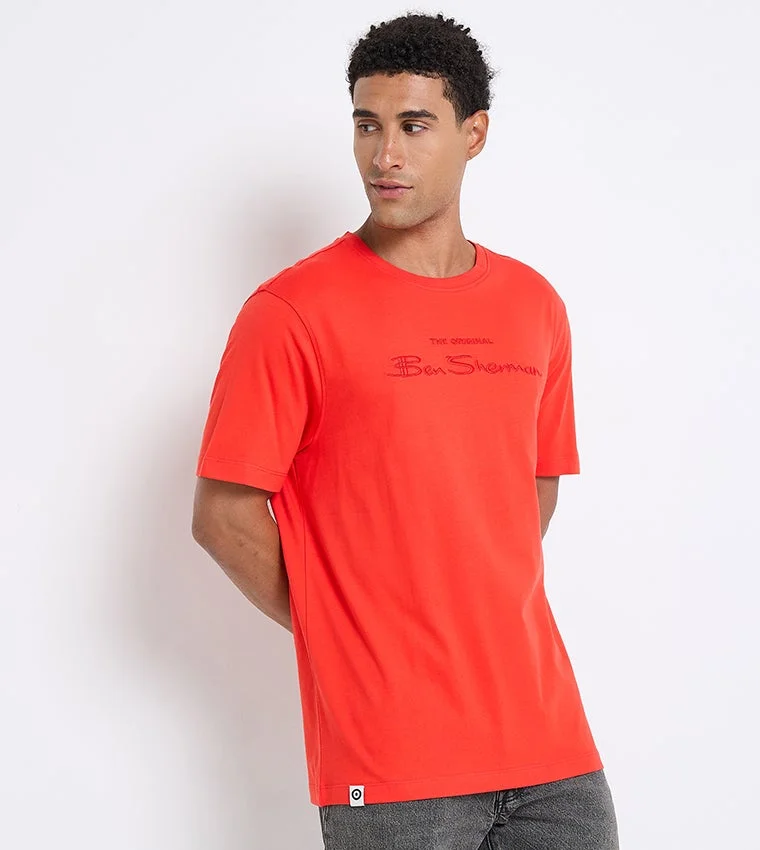 بين شيرمان Ben Sherman Men's Crew Neck Short Sleeve Embroidered T-Shirt