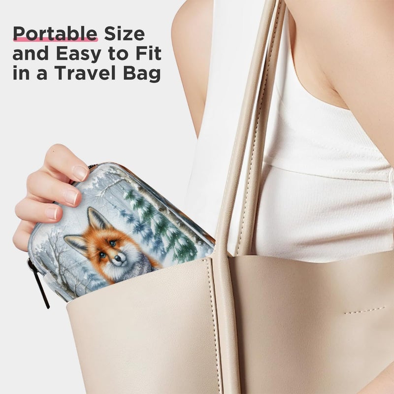 Fox Winter Animal Pill Case Travel Pill Organizer Weekly 7 Day Portable with Zipper Medicine Box Pill Case for Vitamins, Birth Control,Fish Oils,Medication, Supplements - Image 5