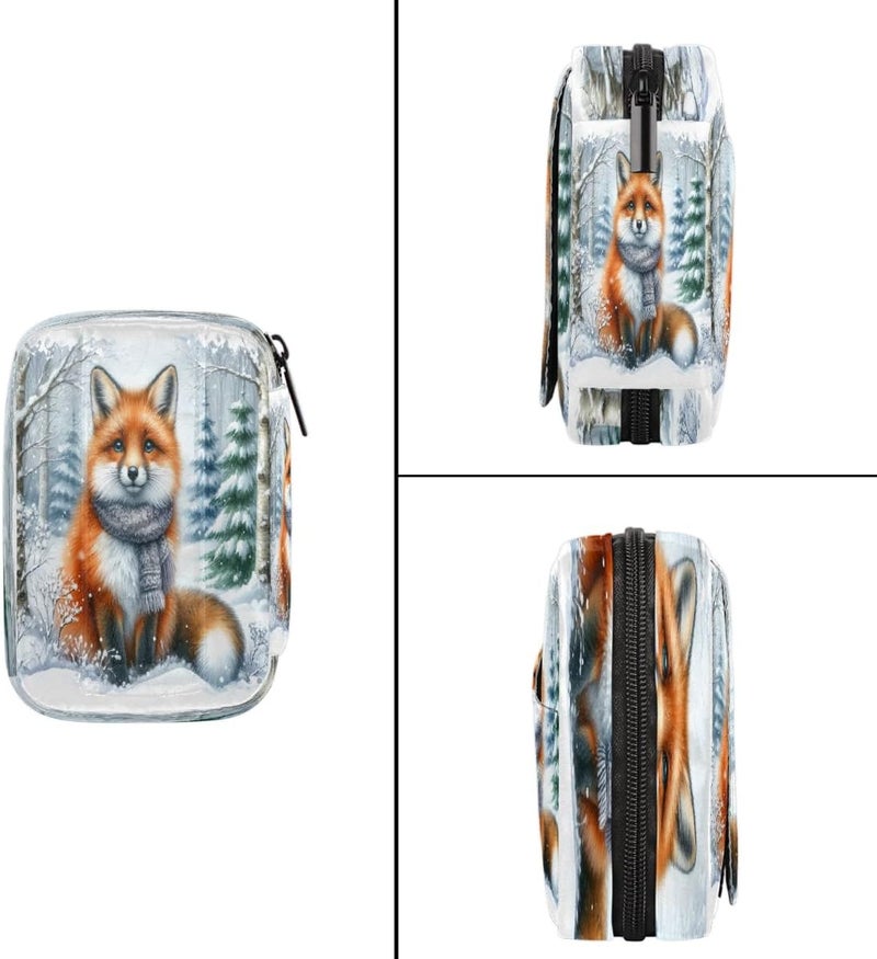 Fox Winter Animal Pill Case Travel Pill Organizer Weekly 7 Day Portable with Zipper Medicine Box Pill Case for Vitamins, Birth Control,Fish Oils,Medication, Supplements - Image 4