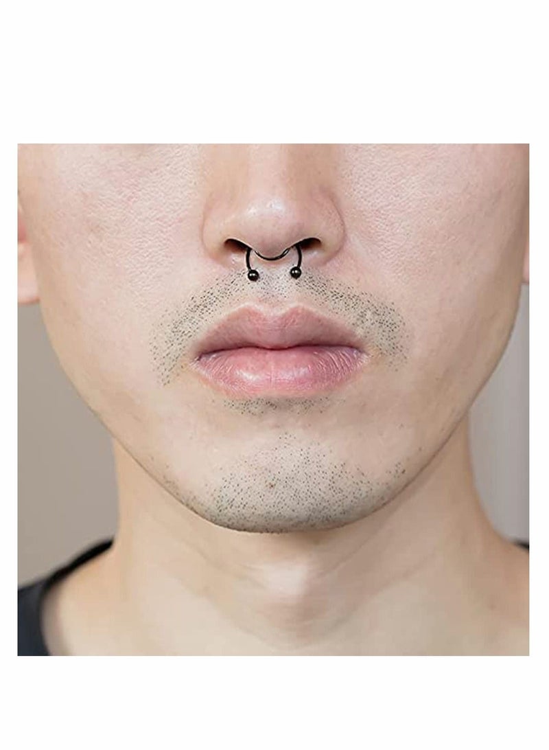 6 Pcs Fake Nose Rings Hoop Clip-on, Stainless Steel Septum Jewelry Non Piercing Cartilage Earring Lip Rings Faux Clip on Nose Hoop Rings Body Piercing Jewelry - Image 2