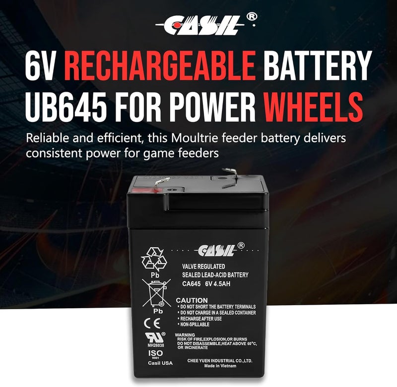 Casil 6V 4.5Ah Rechargeable Battery – Compatible with Moultrie Deer Feeder & Wildgame Innovations 6V Feeders - Image 3