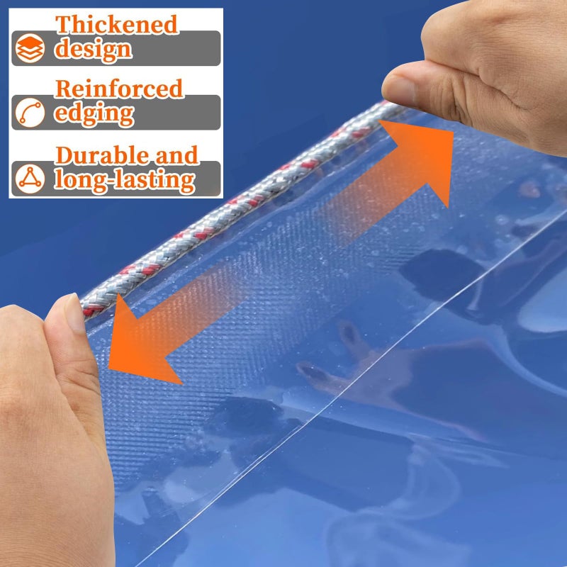 LC&QS 8x12ft Clear Tarp with Grommets, Upgraded Edge Heat Fused Tear Resistant Clear Heavy Duty Tarps, Clear Vinyl Tarps for Patio Fencing, Rain, Wind, Cold, Chicken Coops,and Moreï¼ˆWindproof Ropeï¼‰ - Image 5