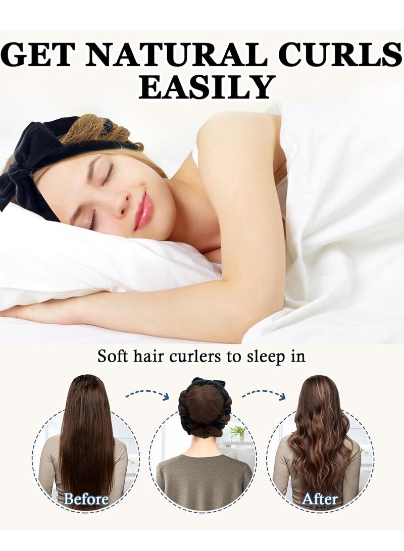 general No Heat Curling Headband, 70 Soft Hair Curlers to Sleep In Overnight Curls Headband, No Heat Hair Curler Ribbon Curl Wrap for Long Hair Rollers, 9 PCS Curling Rods Set with Yoga Strap - Image 2
