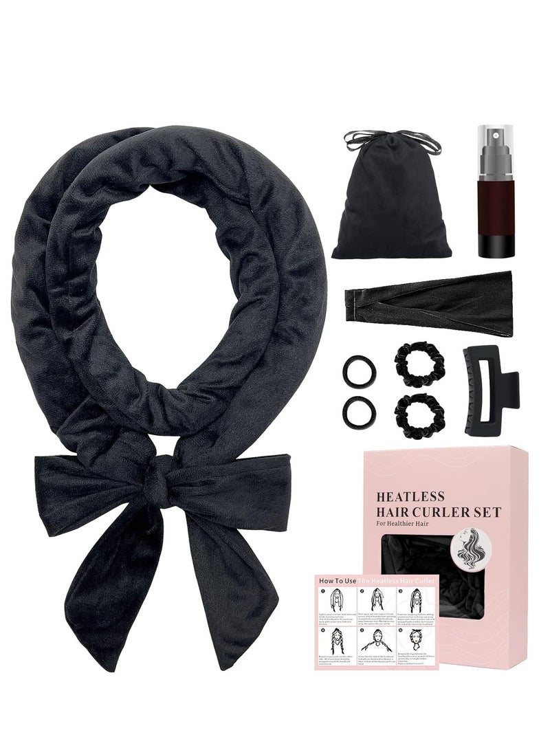 general No Heat Curling Headband, 70 Soft Hair Curlers to Sleep In Overnight Curls Headband, No Heat Hair Curler Ribbon Curl Wrap for Long Hair Rollers, 9 PCS Curling Rods Set with Yoga Strap - Image 1