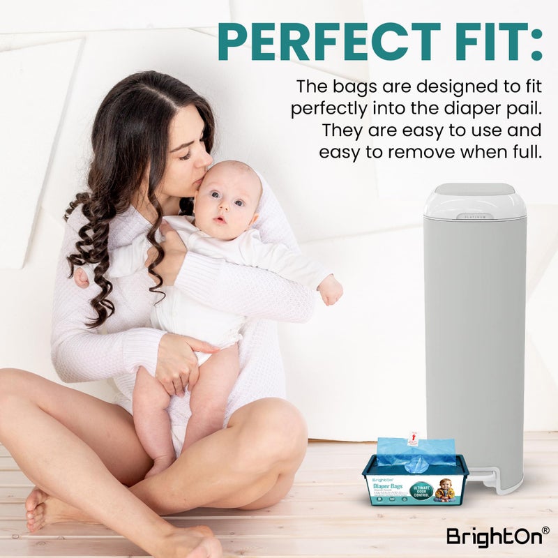 BrightOn Diaper Pail Refill Bags Compatible with Genie Easy Roll Signature Diaper Pails, 3-Pack (90 Bags) (Lemon Scented) - Image 5