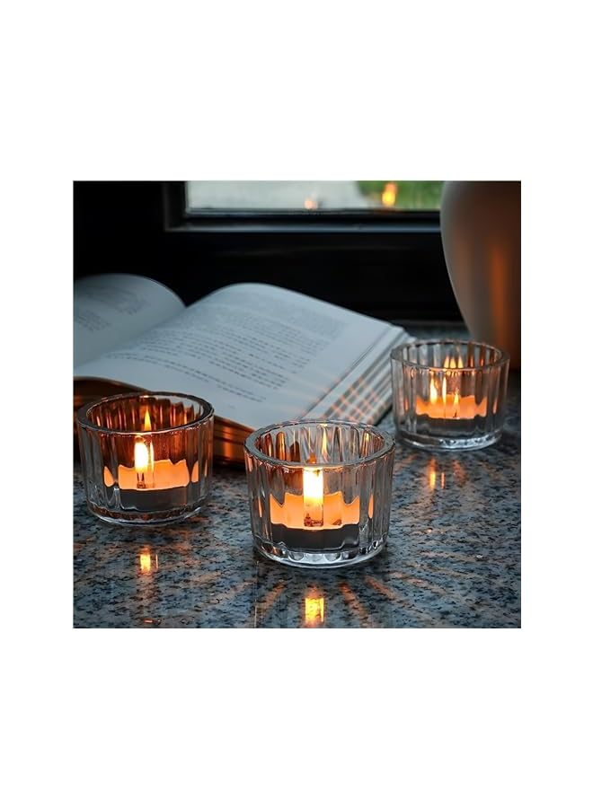 The Bros Tealight Candle Holder Set of 12,Votive Candle Holders for Wedding Candle,Clear Glass Romance Tealight Candle Holders for Party&Home,Christmas,Wedding Decor,Valentines Day Decor - Image 2