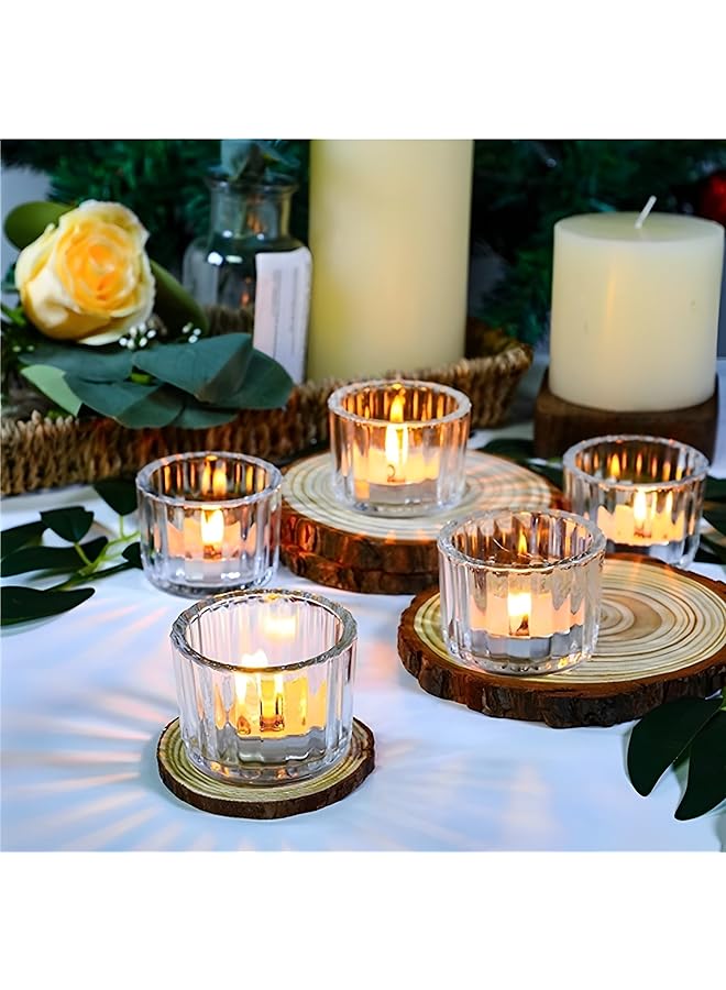 The Bros Tealight Candle Holder Set of 12,Votive Candle Holders for Wedding Candle,Clear Glass Romance Tealight Candle Holders for Party&Home,Christmas,Wedding Decor,Valentines Day Decor - Image 1
