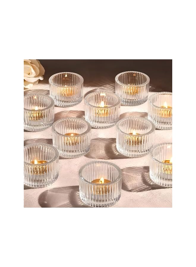 The Bros Tealight Candle Holder Set of 12,Votive Candle Holders for Wedding Candle,Clear Glass Romance Tealight Candle Holders for Party&Home,Christmas,Wedding Decor,Valentines Day Decor - Image 5