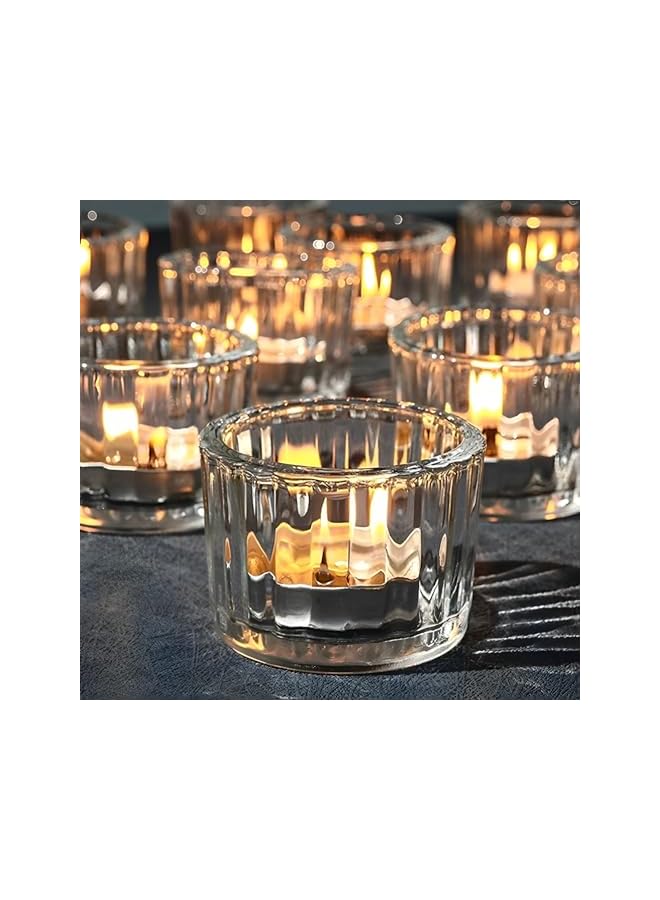 The Bros Tealight Candle Holder Set of 12,Votive Candle Holders for Wedding Candle,Clear Glass Romance Tealight Candle Holders for Party&Home,Christmas,Wedding Decor,Valentines Day Decor - Image 4