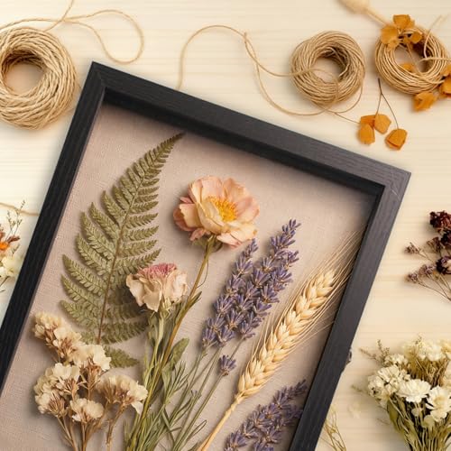 GAMYPET 11x14 Black Shadow Box Frame - 1.57" Deep Wooden Display Case for Wedding Memory Box, Flowers and Pictures - Front Opening Glass Door with Lock and Linen Back - Image 4