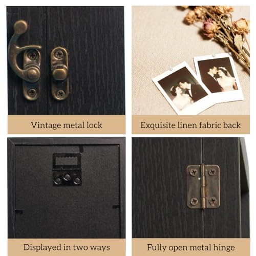 GAMYPET 11x14 Black Shadow Box Frame - 1.57" Deep Wooden Display Case for Wedding Memory Box, Flowers and Pictures - Front Opening Glass Door with Lock and Linen Back - Image 3