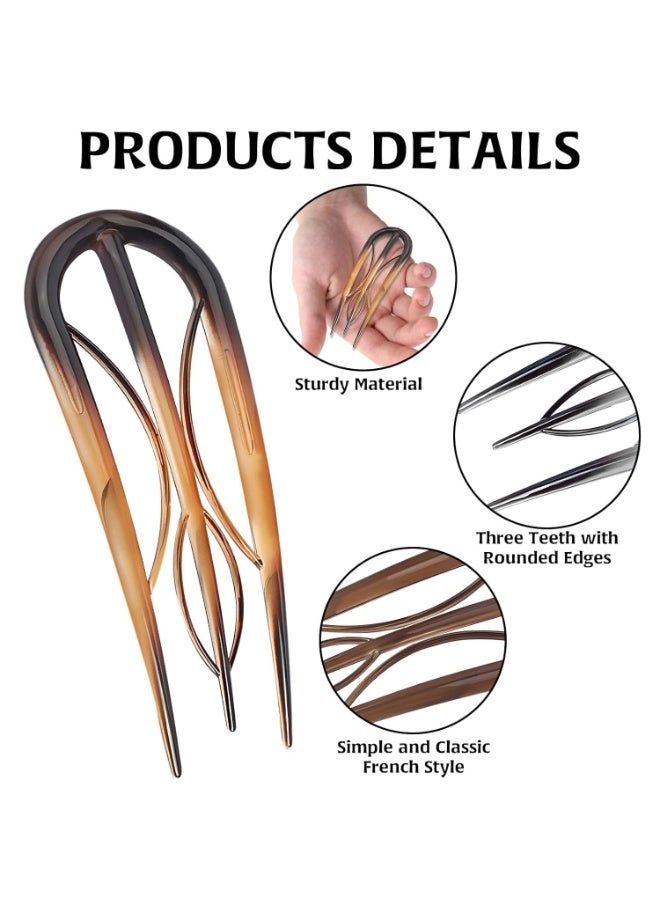 Bukela 6Pcs French Hair Clips, U Shaped French Hair Pin Retro Fork Hair Pin Internal Teeth French Hair Clips, Tortoise Shell French Hair Pins for Women Thin Hair Buns Twist Hairstyle Accessories - Image 5