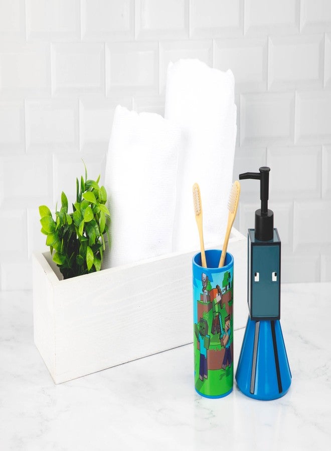 Jay Franco Minecraft Bathroom Tumbler - Blue Resin Toothbrush/Pencil Holder Features Creeper & Enderman - Kids Bathroom Accessory - Image 4
