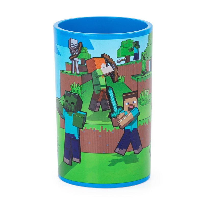 Jay Franco Minecraft Bathroom Tumbler - Blue Resin Toothbrush/Pencil Holder Features Creeper & Enderman - Kids Bathroom Accessory - Image 1