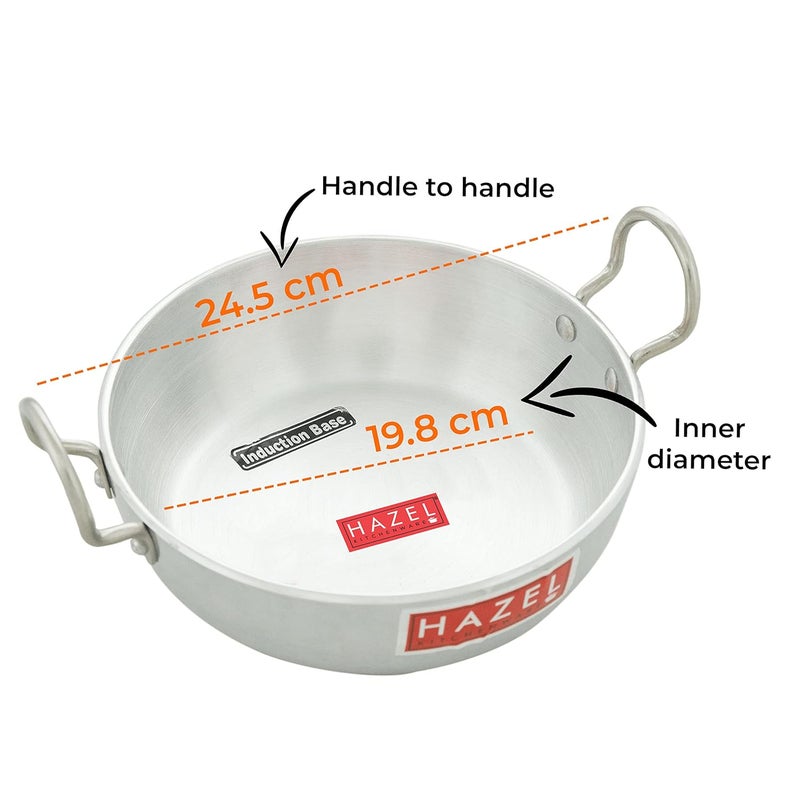HAZEL 4 mm Aluminium Induction Base Kadai with Handle, 1750 ml - Image 4