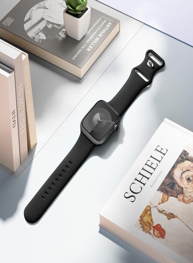 DaQin Sport Band Compatible with Apple Watch Bands 40mm 41mm 38mm 42mm 49mm 44mm 45mm for Women Men, Soft Silicone Wristband Replacement Strap for Apple Watch SE iWatch Series 9 8 7 6 5 4 3 2 1,Black - Image 3