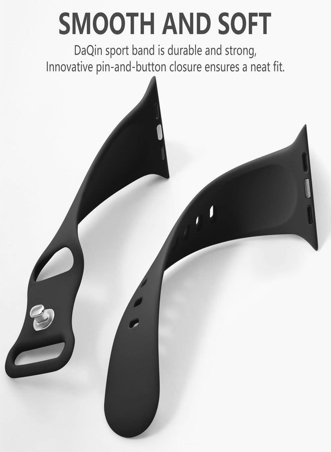 DaQin Sport Band Compatible with Apple Watch Bands 40mm 41mm 38mm 42mm 49mm 44mm 45mm for Women Men, Soft Silicone Wristband Replacement Strap for Apple Watch SE iWatch Series 9 8 7 6 5 4 3 2 1,Black - Image 5