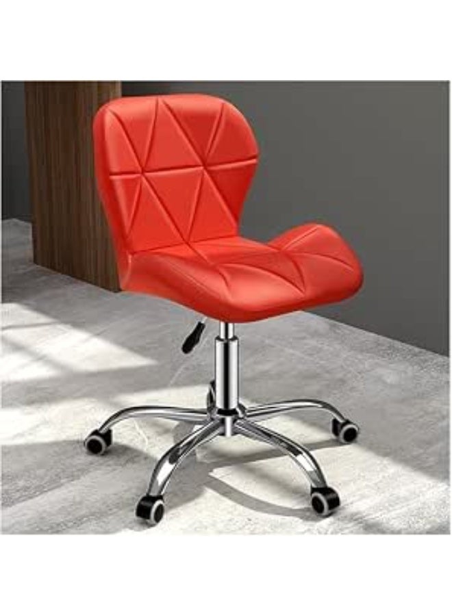Ergonomic Armless Synthetic Leather Swivel Chair with Crescent Footrest by Aam – Red - Image 3