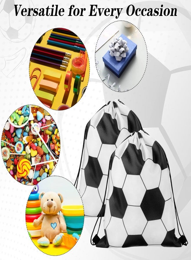 xozeooeu 25 Pcs Soccer Drawstring Bags - 10.8 x 13.2 Inch White and Black Party Favors, Sports Goodie Bags for Team Gifts, Birthday Party Supplies - Image 4