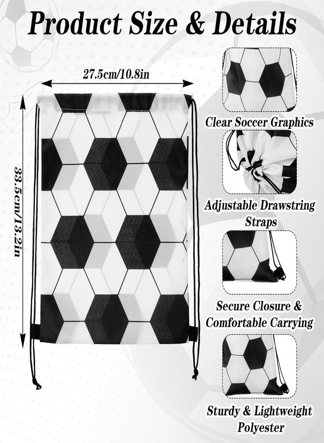 xozeooeu 25 Pcs Soccer Drawstring Bags - 10.8 x 13.2 Inch White and Black Party Favors, Sports Goodie Bags for Team Gifts, Birthday Party Supplies - Image 2