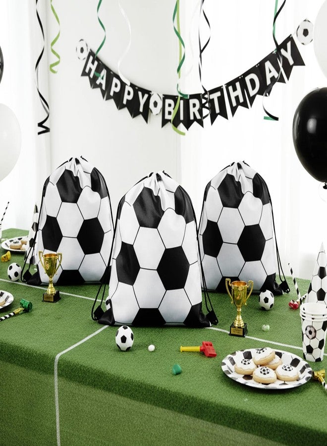xozeooeu 25 Pcs Soccer Drawstring Bags - 10.8 x 13.2 Inch White and Black Party Favors, Sports Goodie Bags for Team Gifts, Birthday Party Supplies - Image 5