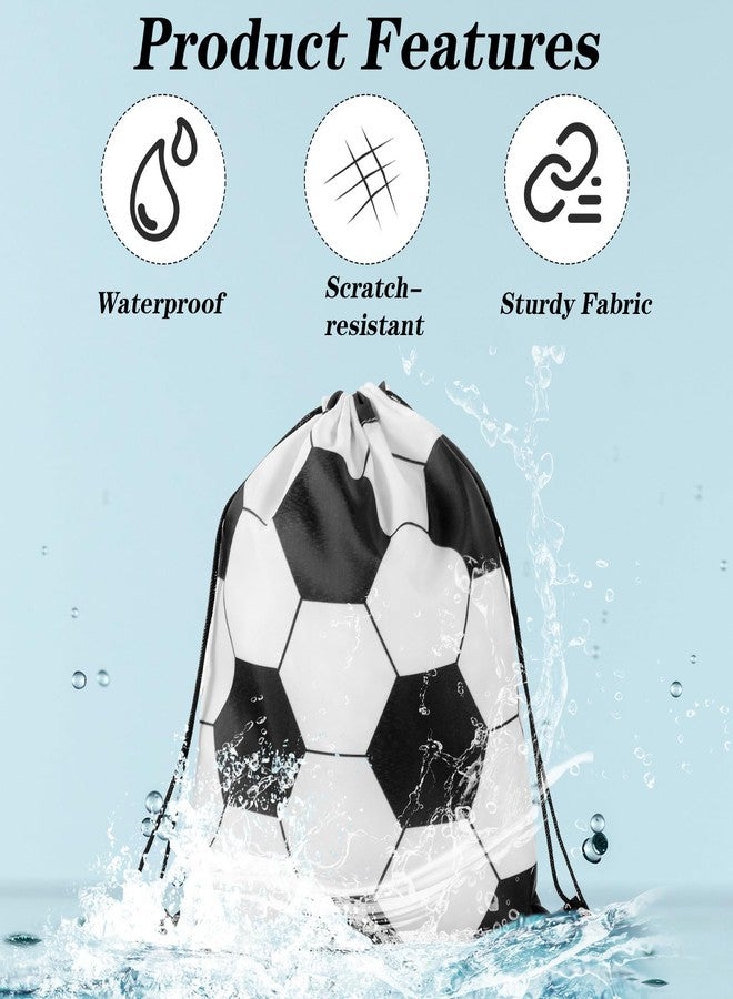 xozeooeu 25 Pcs Soccer Drawstring Bags - 10.8 x 13.2 Inch White and Black Party Favors, Sports Goodie Bags for Team Gifts, Birthday Party Supplies - Image 3