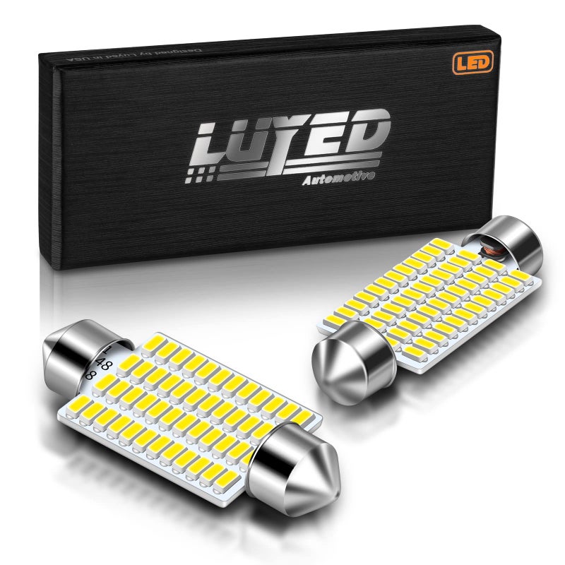 LUYED 569 578 LED Bulbs Xenon White 570 Lumens Super Bright 3014 48-EX Chipsets211-2 212-2 LED Bulbs Used for Car Interior Map Dome Lights,Pack of 2 - Image 1