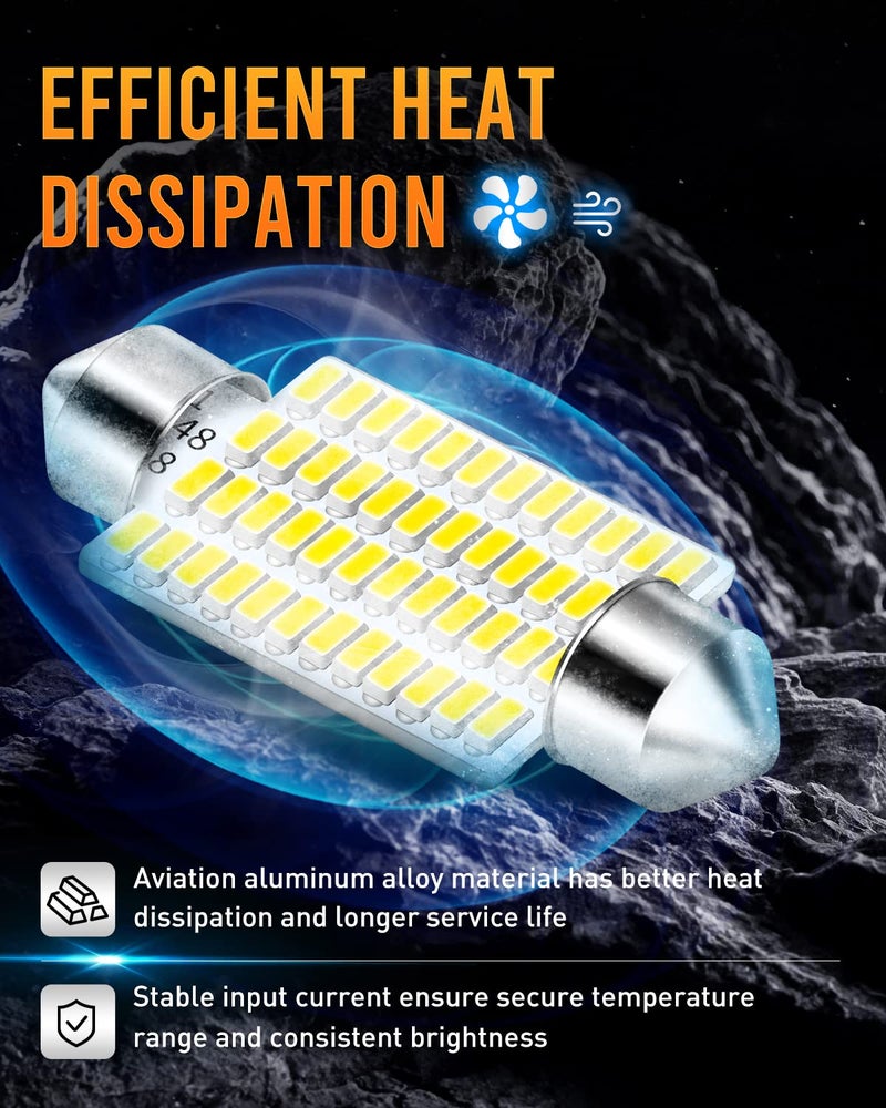 LUYED 569 578 LED Bulbs Xenon White 570 Lumens Super Bright 3014 48-EX Chipsets211-2 212-2 LED Bulbs Used for Car Interior Map Dome Lights,Pack of 2 - Image 3