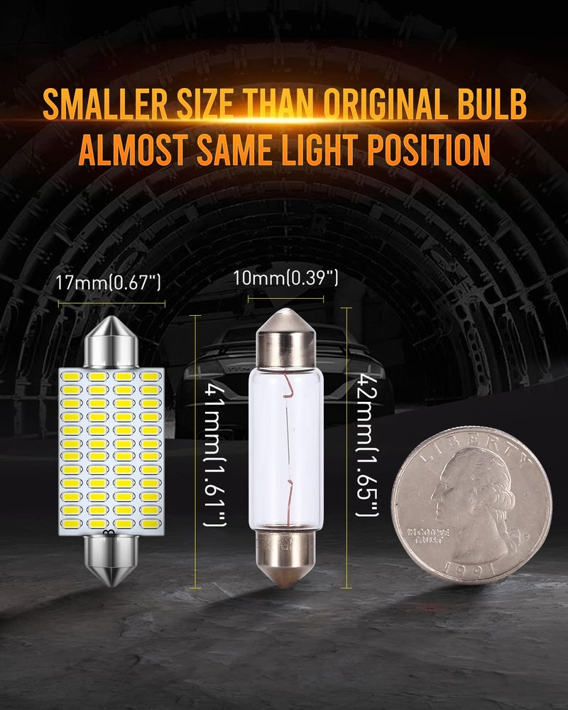 LUYED 569 578 LED Bulbs Xenon White 570 Lumens Super Bright 3014 48-EX Chipsets211-2 212-2 LED Bulbs Used for Car Interior Map Dome Lights,Pack of 2 - Image 5
