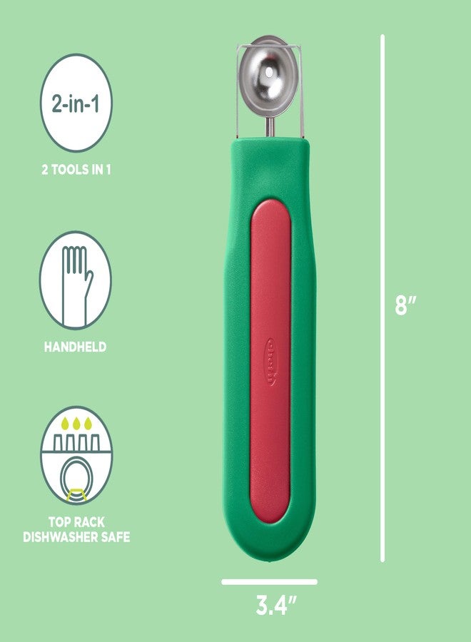 شيف إن مغرفة ومقطعة البطيخ من شيفن - أداة 2 في 1 لتقطيع الفاكهة وتشكيل البطيخ إلى مكعبات سريعة، وتحضير الفاكهة، وتناول وجبات خفيفة صيفية - من أساسيات المطبخ من نيستينج - Image 2